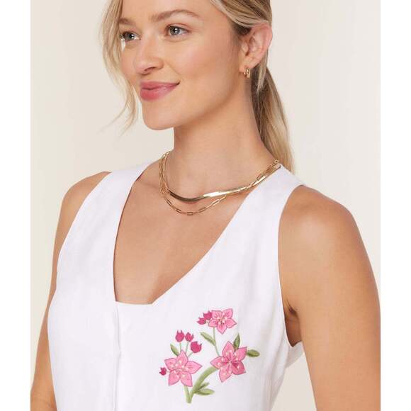 Andie The Anamur Button Up Dress - Linen - White Size MWHITE / M - Picture 2 of 3